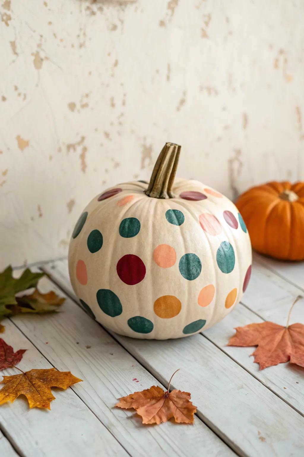 Add a pop of playful elegance to your decor with vibrant polka dot pumpkins!