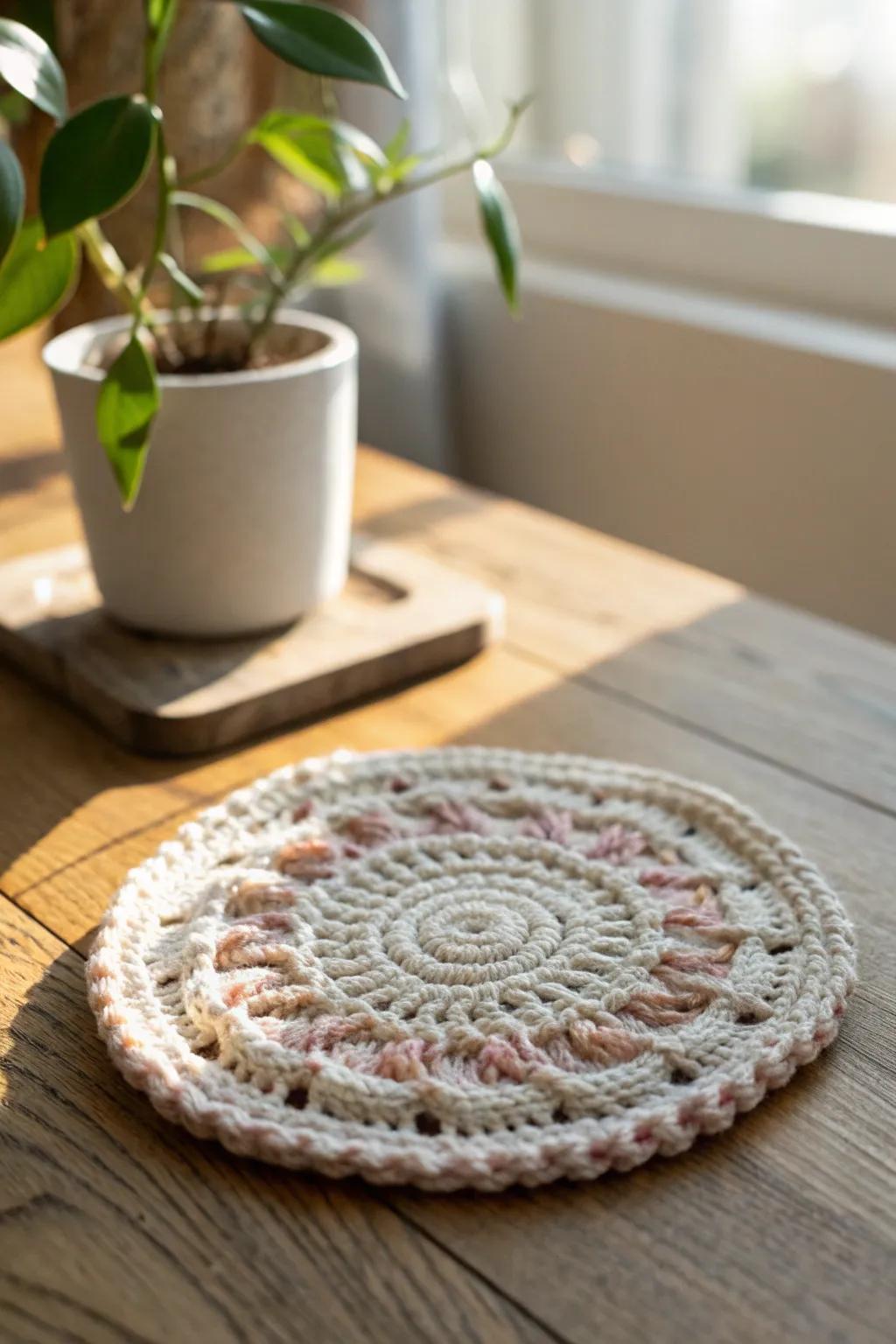 Elevate your coffee table with handcrafted crochet coasters that blend simplicity and elegance.