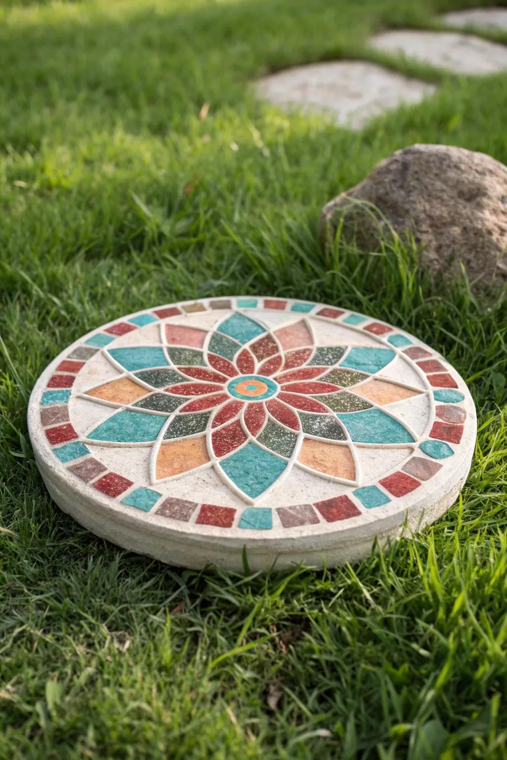 Craft your own garden oasis with stunning mosaic stepping stones.