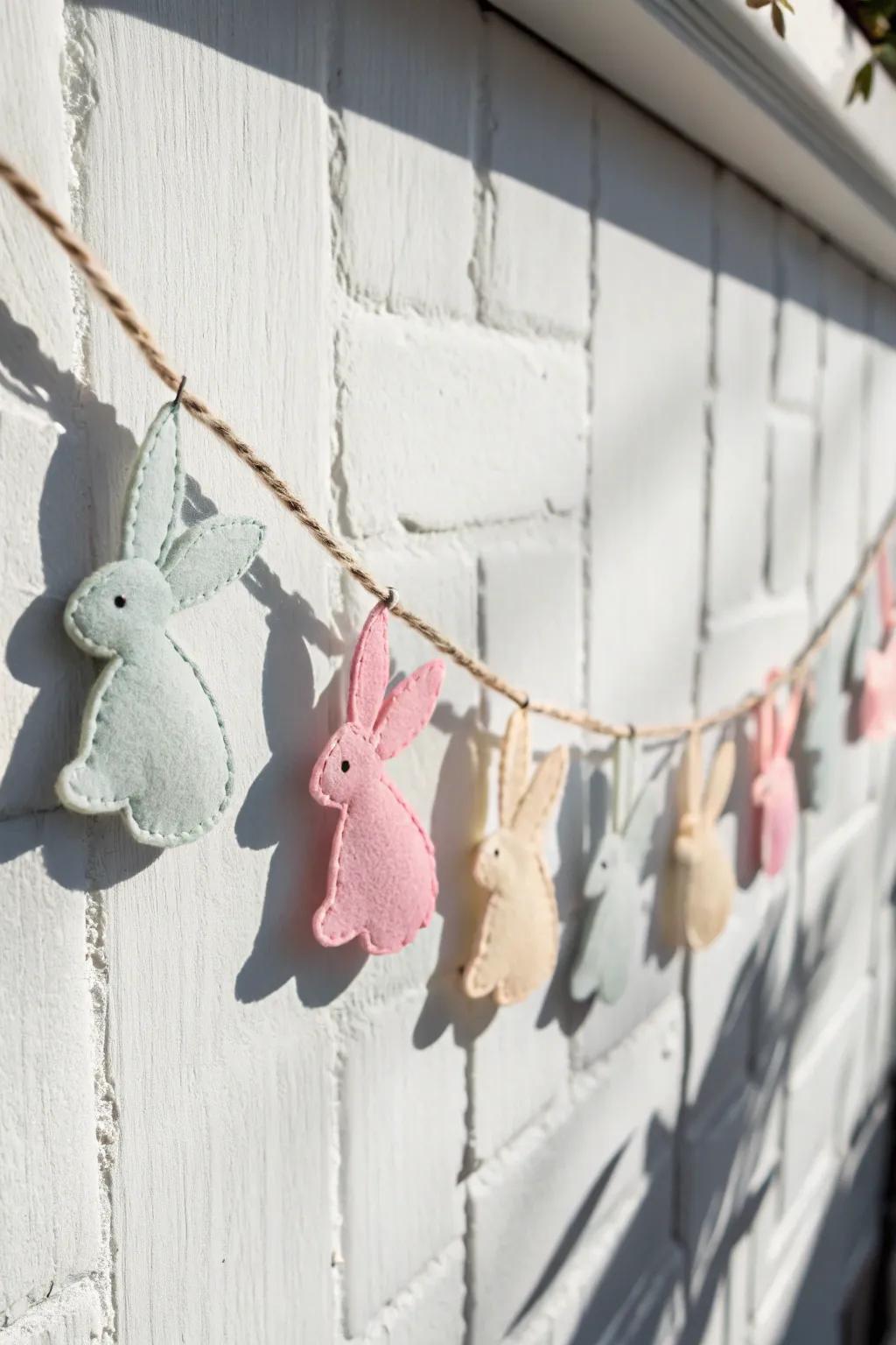 Add a touch of whimsy to your spring decor with this charming felt bunny garland.