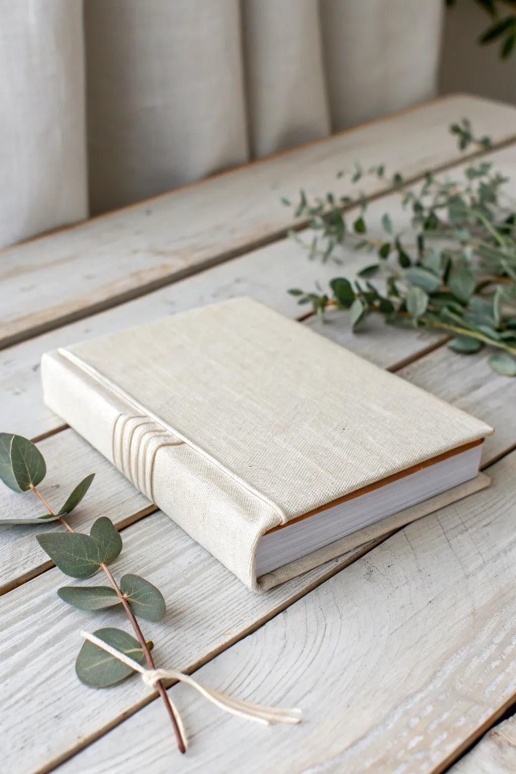 Embrace timeless elegance with a minimalist linen book cover.
