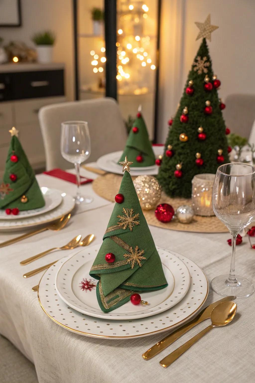 Christmas tree folds bring holiday cheer to your table.