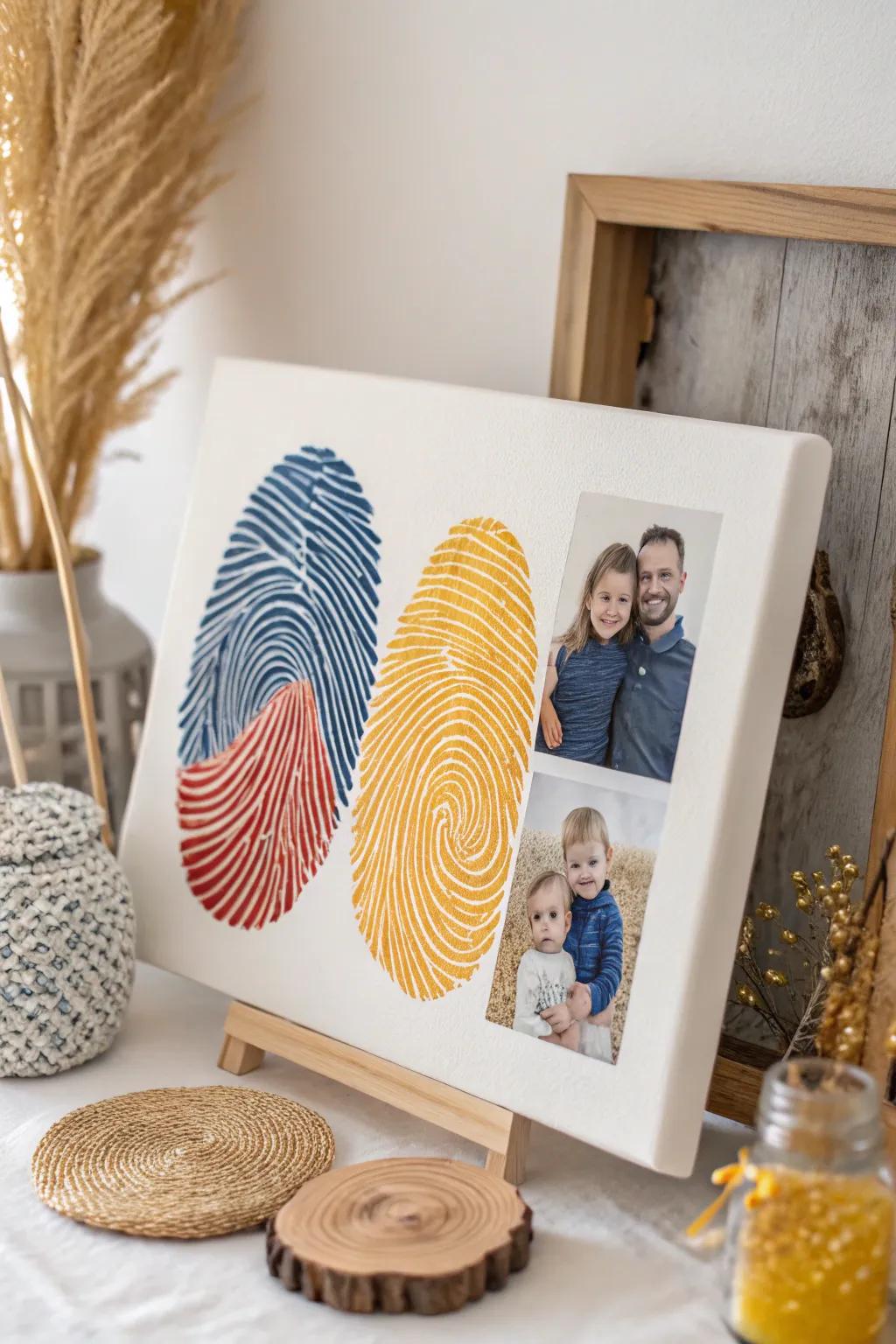 Crafting memories with a touch of love - vibrant fingerprint art for Father's Day.