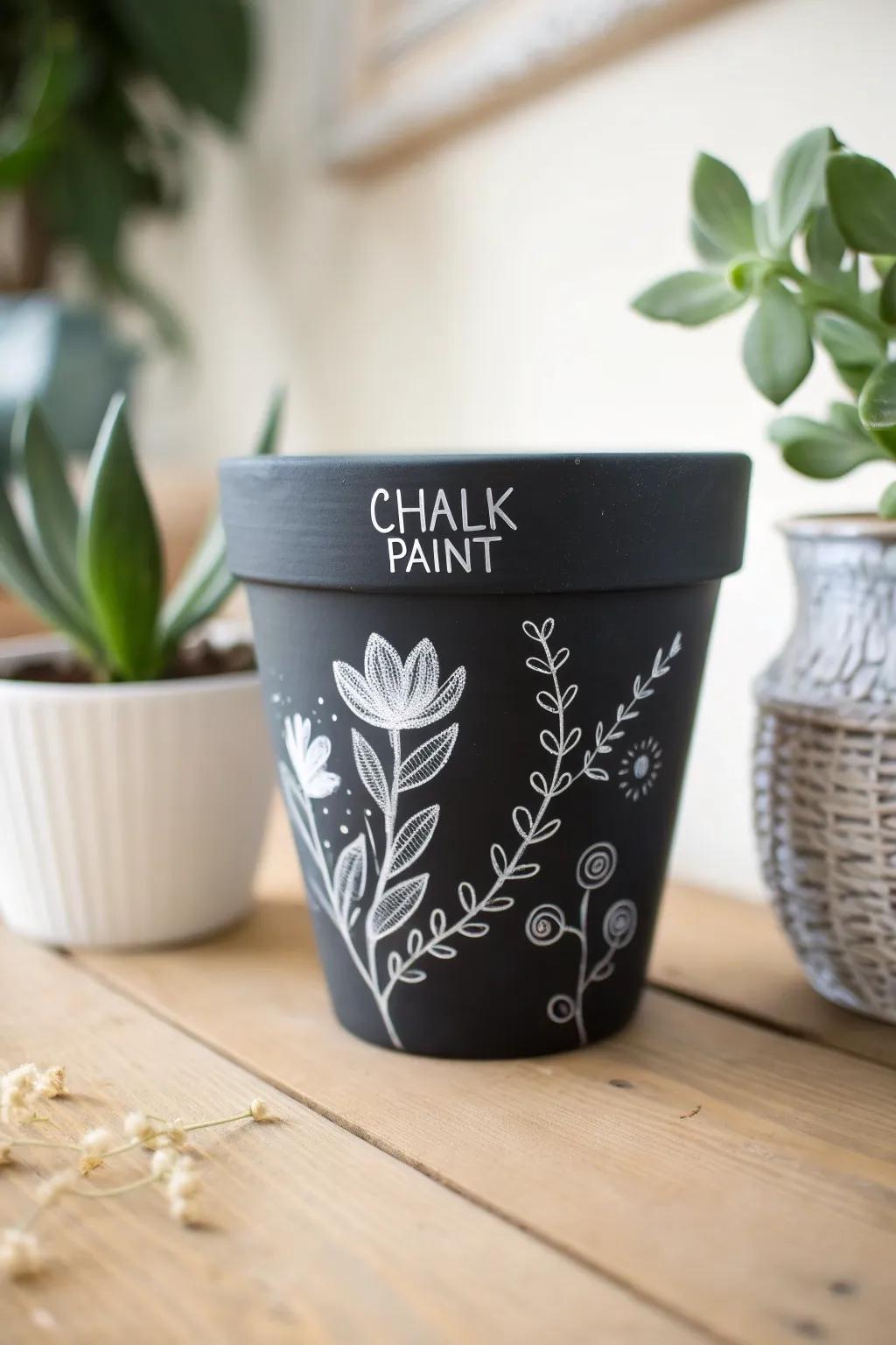 Personalize your gift with a charming chalkboard pot, where every doodle tells a story.