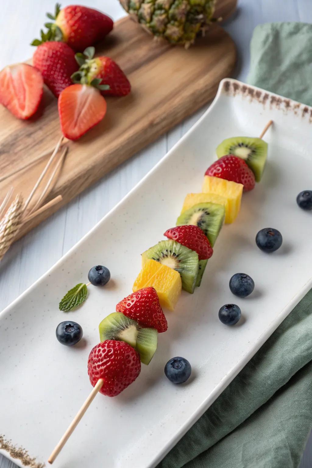 Brighten your gatherings with these delightful festive fruit skewers - a perfect blend of color and taste!