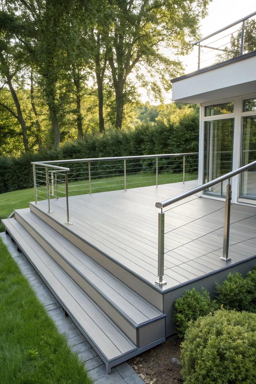 Experience the elegance of modern outdoor living with a sleek, minimalist deck design.