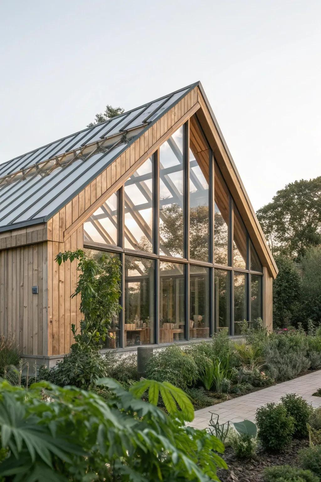 Elevate your greenhouse with sawtooth sophistication – where Scandinavian simplicity meets bohemian charm.