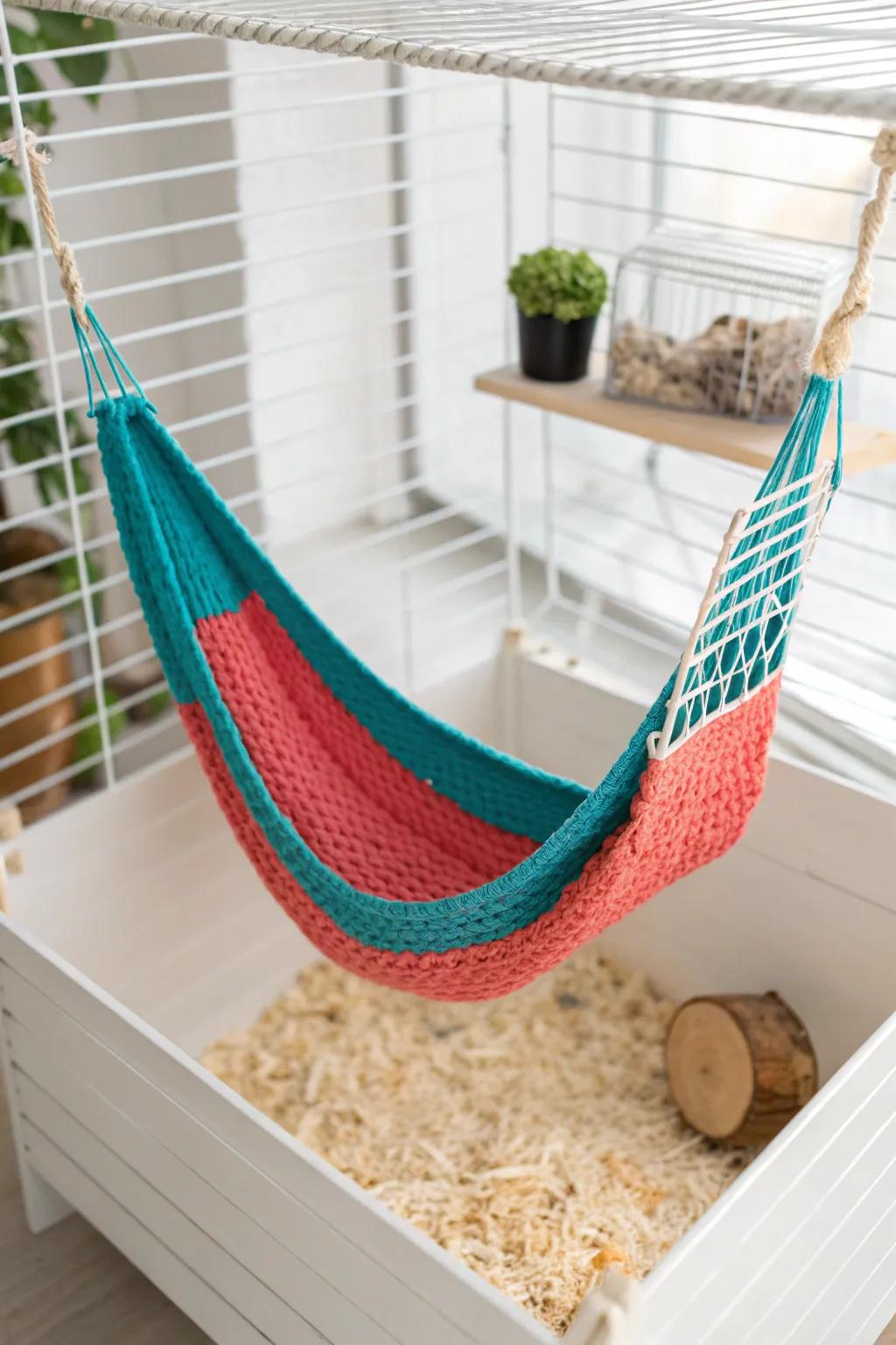 Brighten your hamster's home with a splash of bold color, balancing minimalist elegance with a touch of Boho charm.