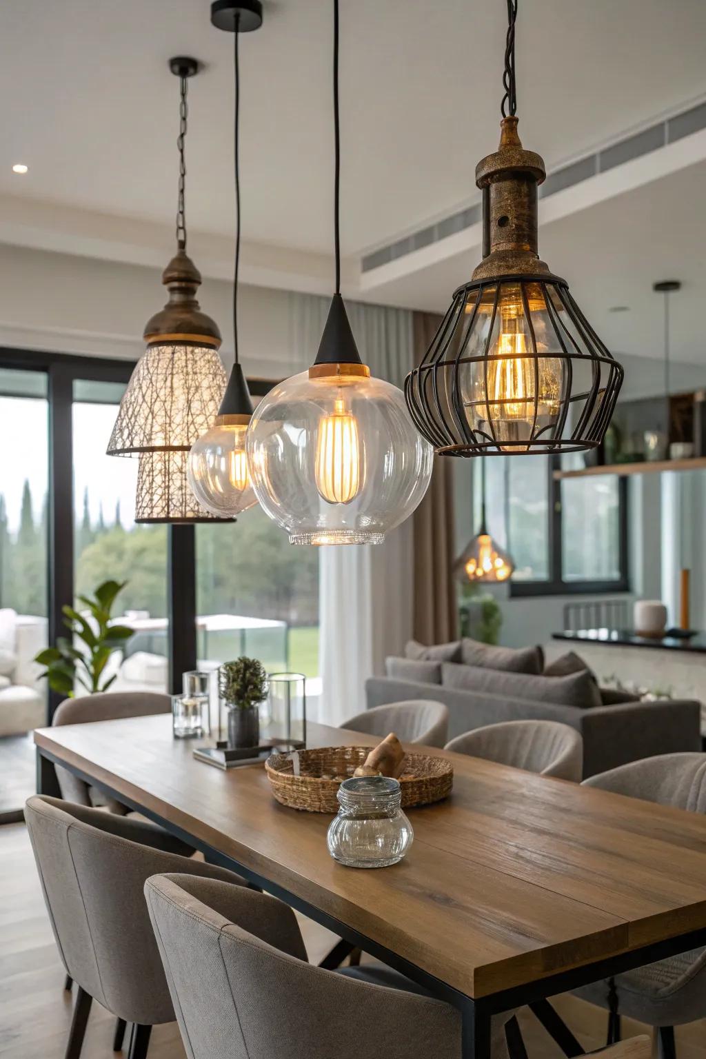 Mixed materials create a harmonious blend of textures.