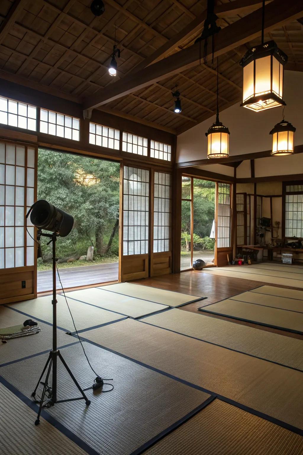 Natural and adjustable lighting enhance the ambiance of your dojo.