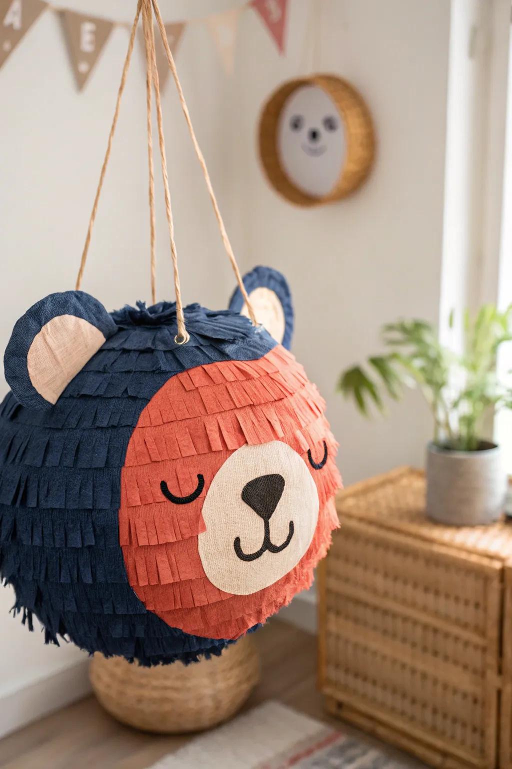 Add a touch of cuddly charm to your party with this handcrafted bear pinata.