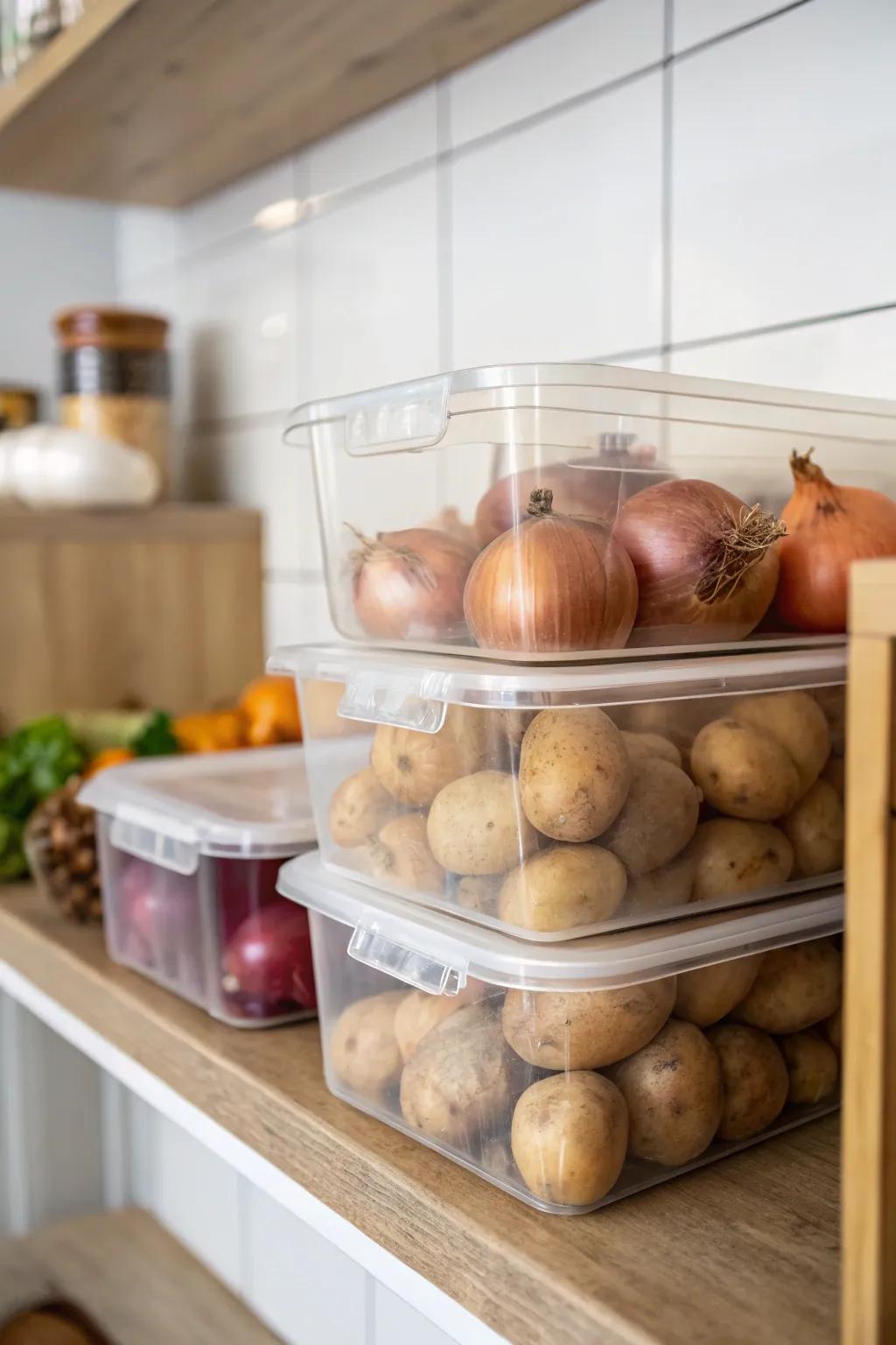 Clear containers offer a sleek and organized way to display your produce.