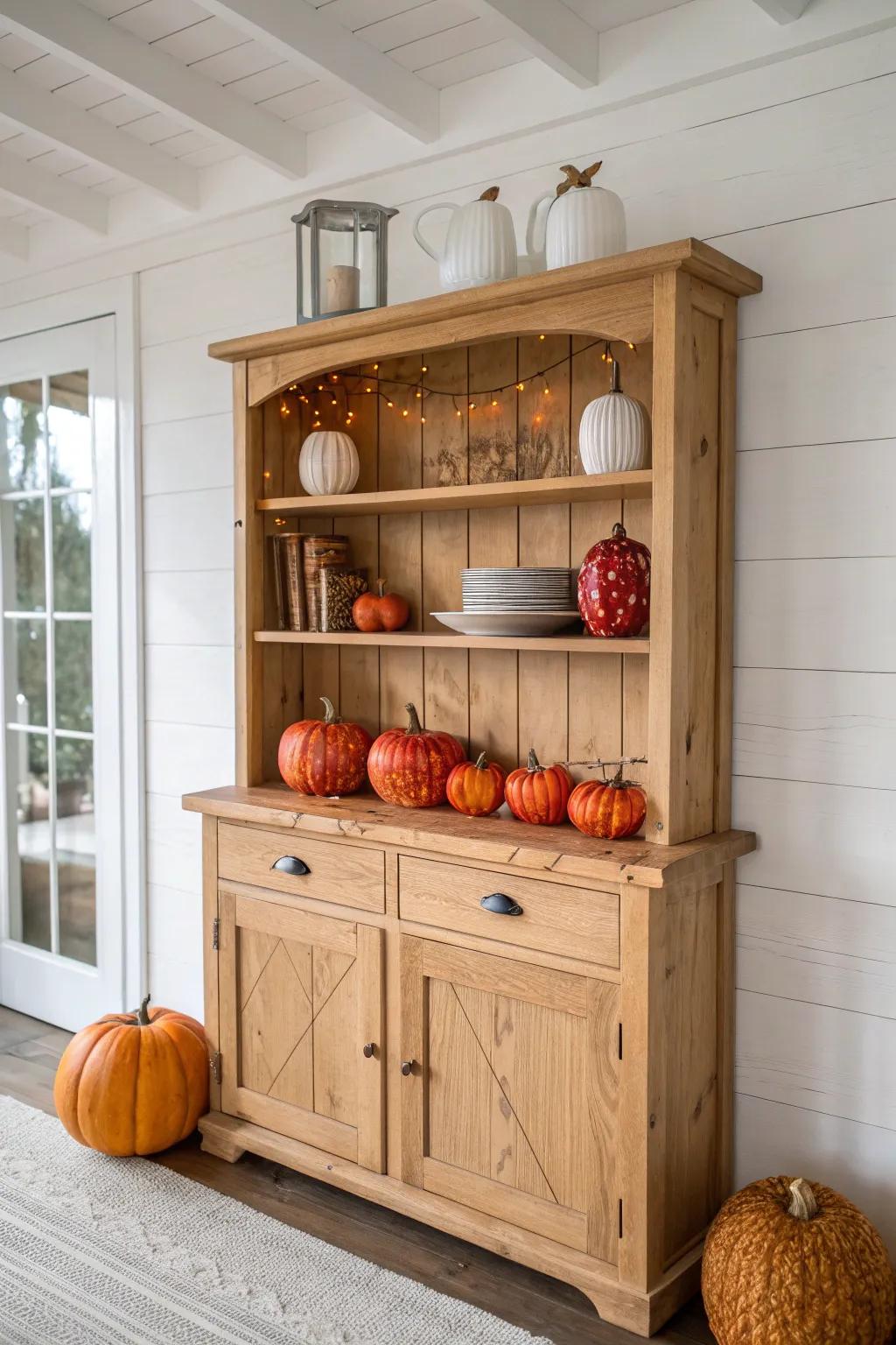 Transform your hutch into a seasonal masterpiece with minimalist elegance and a touch of bold color.