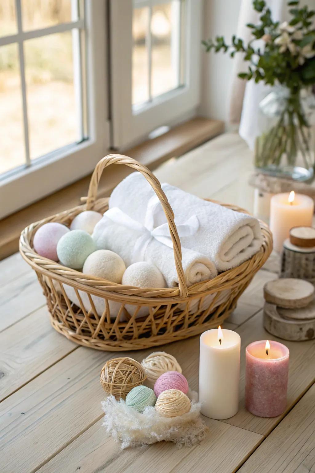 Indulge in Spa Serenity: A minimalist basket of relaxation essentials, crafted for your perfect home retreat.