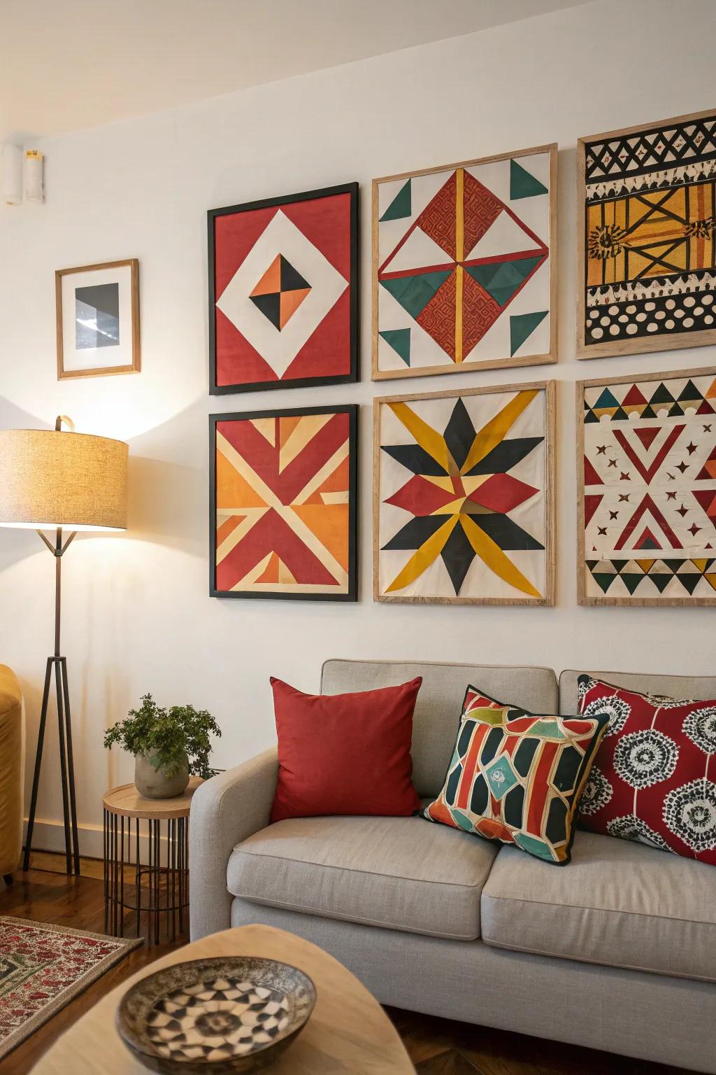 Geometric art enhances the Art Deco style.
