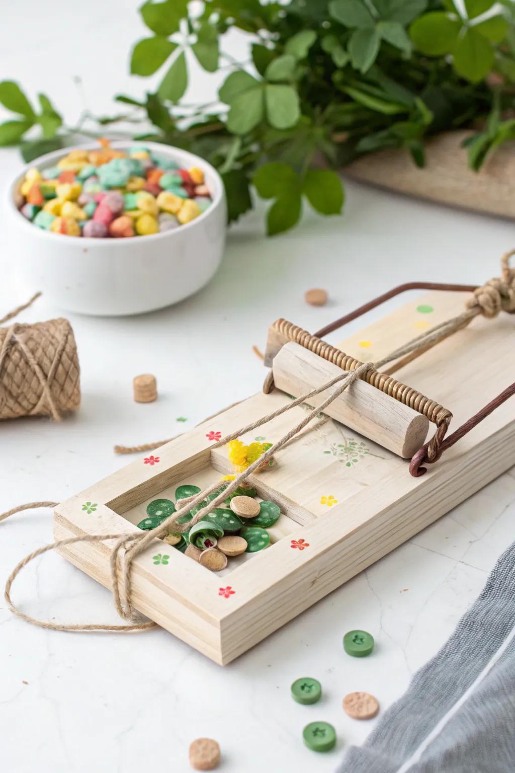 Catch a leprechaun with style: Follow the Lucky Charms trail to a minimalist trap with boho flair!