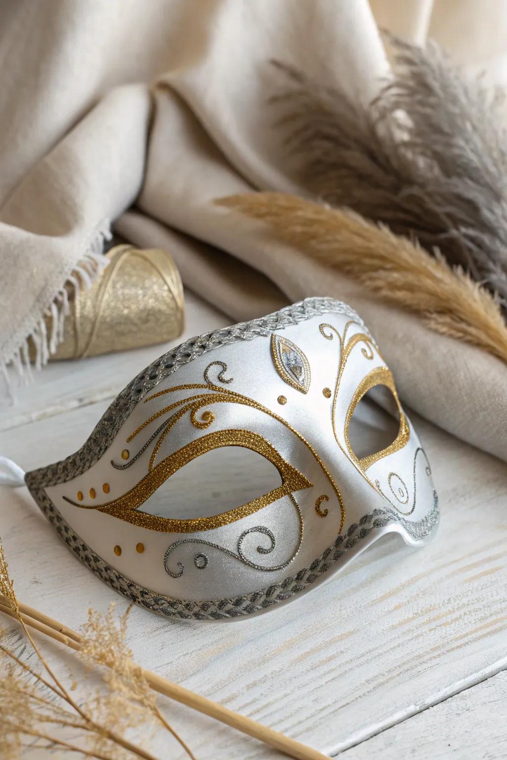 Embrace the allure of modern elegance with a sleek metallic masquerade mask, where timeless tradition meets contemporary chic.
