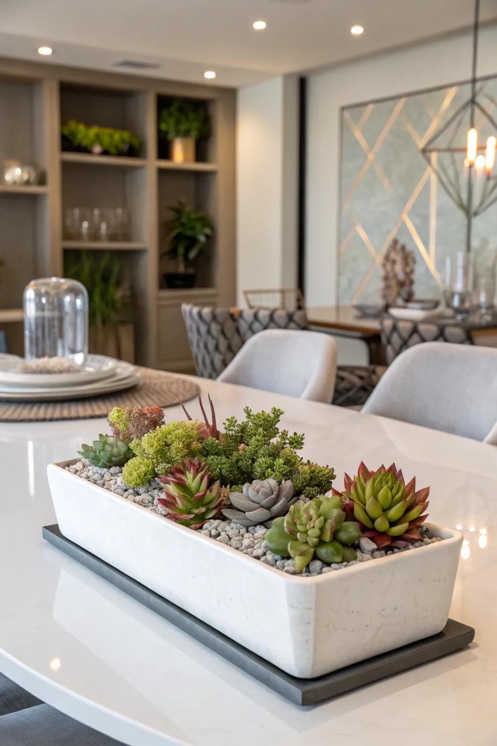 Succulents provide a stylish and low-maintenance option.