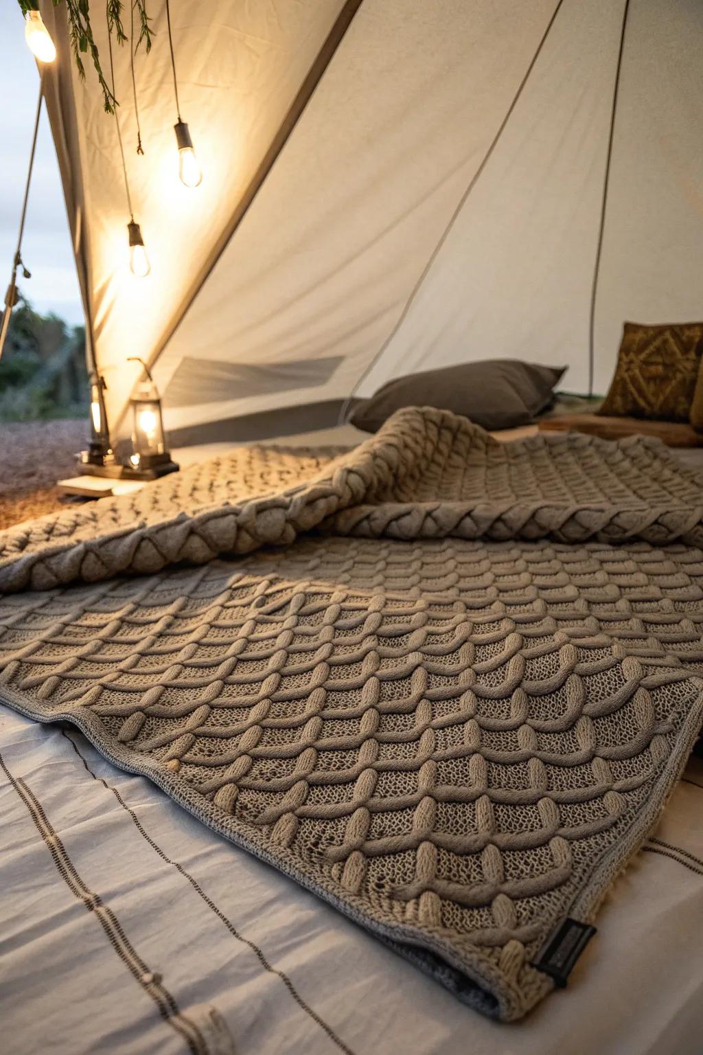 Craftsmanship Meets Comfort: Transform your tent with expertly laid moving blankets for a touch of elegance on your next adventure.