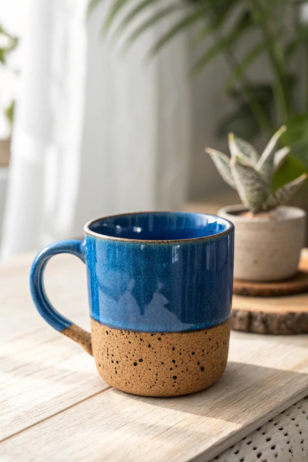 Elevate your sipping experience with this stunning mixed-material mug, where modern design meets earthy charm!
