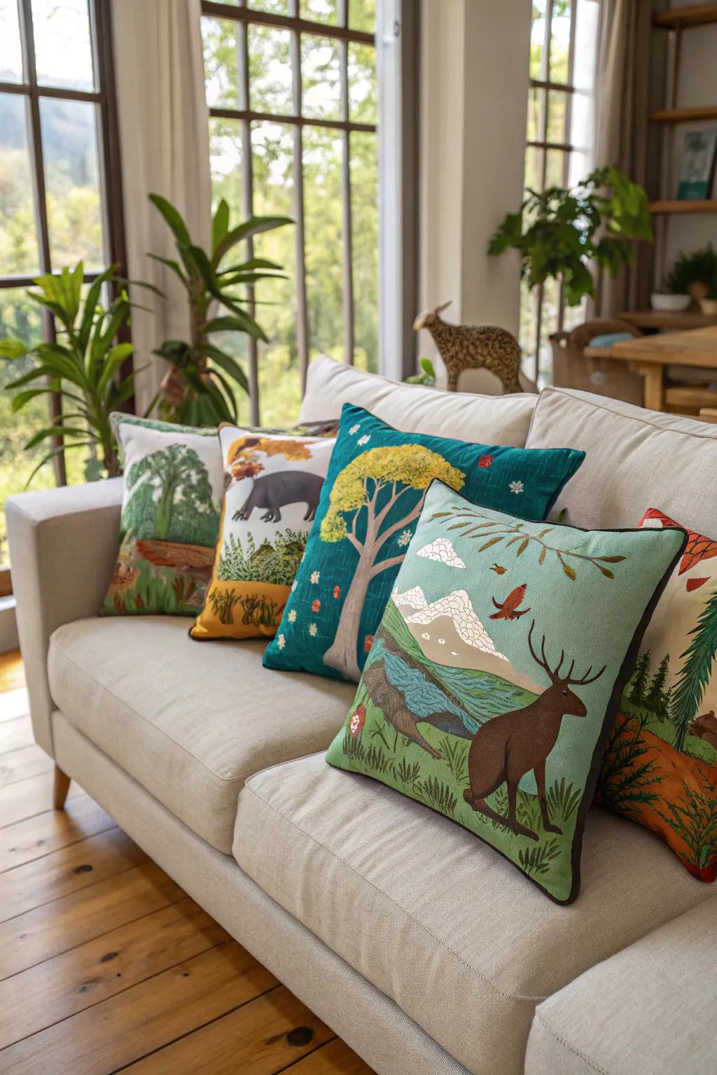 Themed throw pillows are a fun and easy decor update.