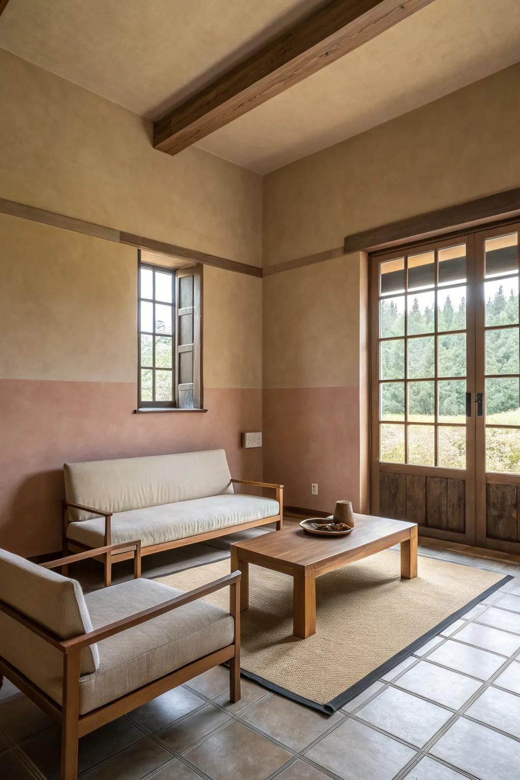 Minimalistic decor highlights the beauty of natural paint.