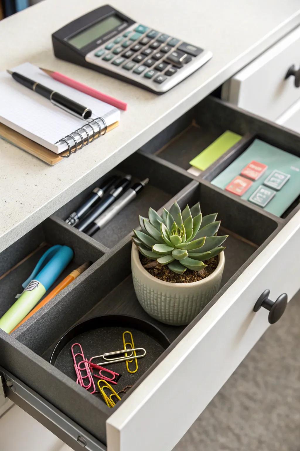 A small touch of nature can refresh your workspace.