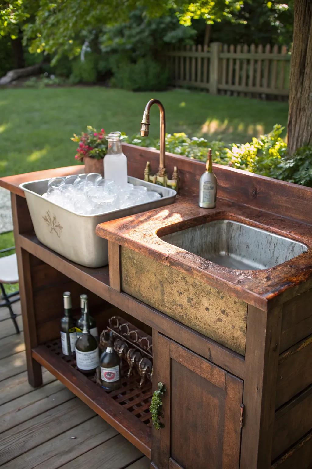 Elevate your backyard gatherings with this handcrafted outdoor beverage bar.