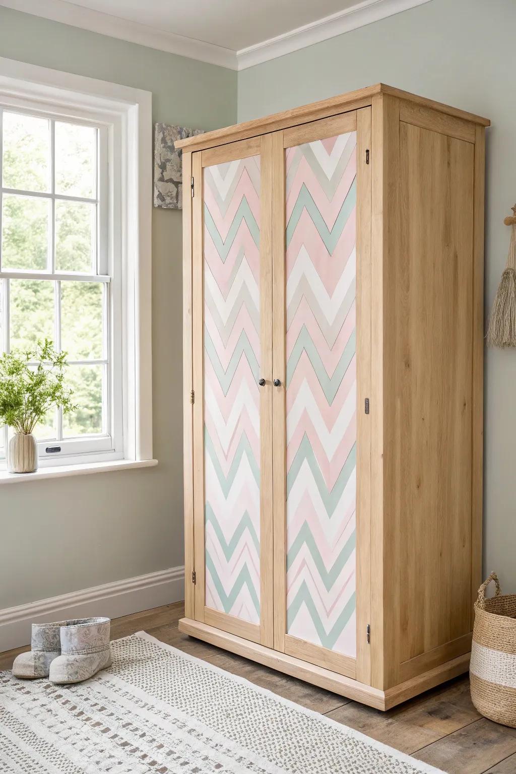 Elevate your space with a playful zigzag twist on wardrobe doors, blending minimalist elegance with boho charm.