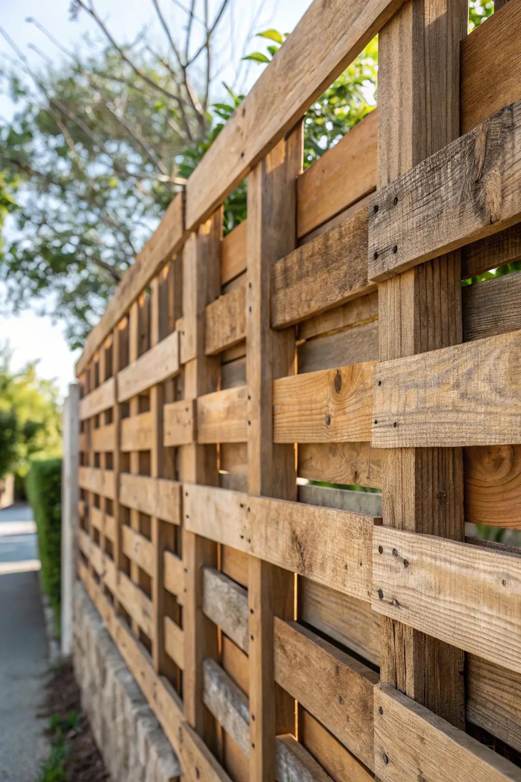 Elevate your outdoor space with a bold pallet fence design that blends rustic charm with artistic flair.