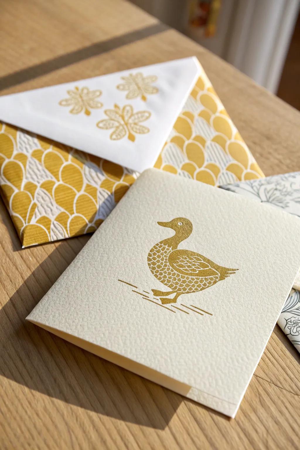 Send a splash of joy with these charming duck-themed notecards!
