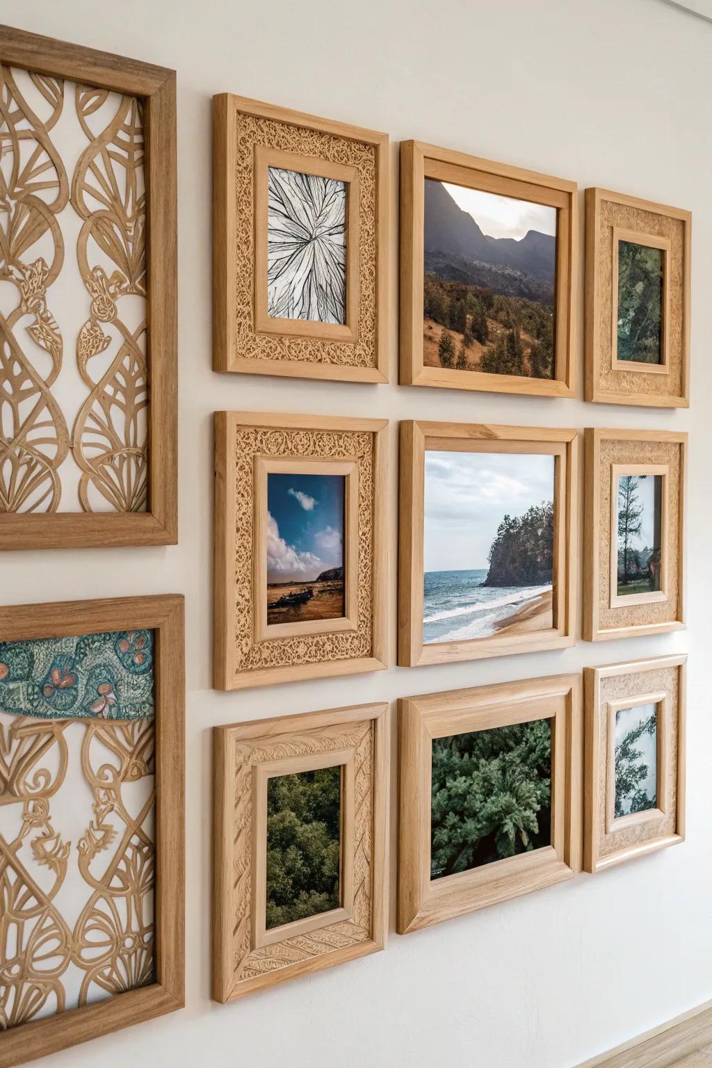 Elevate your space with a minimalist photo grid that blends simplicity with bold beauty.