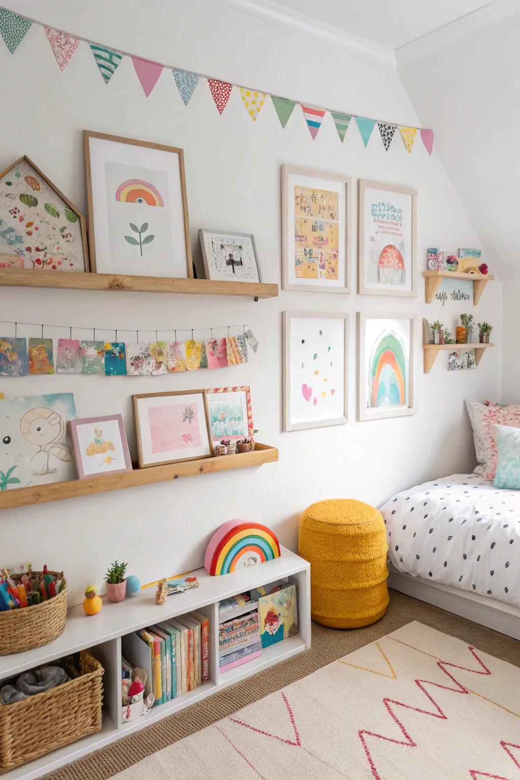 A kid-friendly picture ledge is both fun and functional.