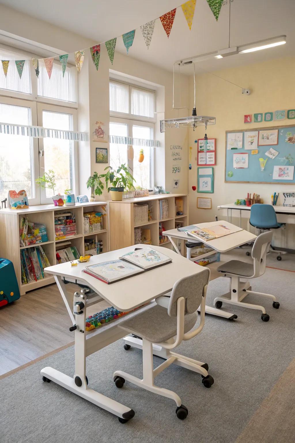 Flexible study spaces adapt to growing needs.