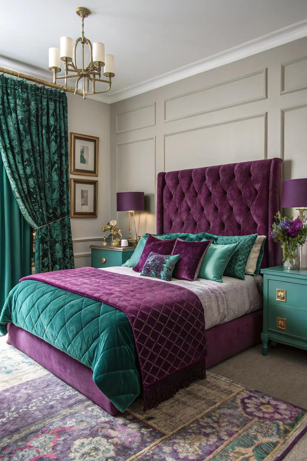 Jewel tones enrich the plum color palette.