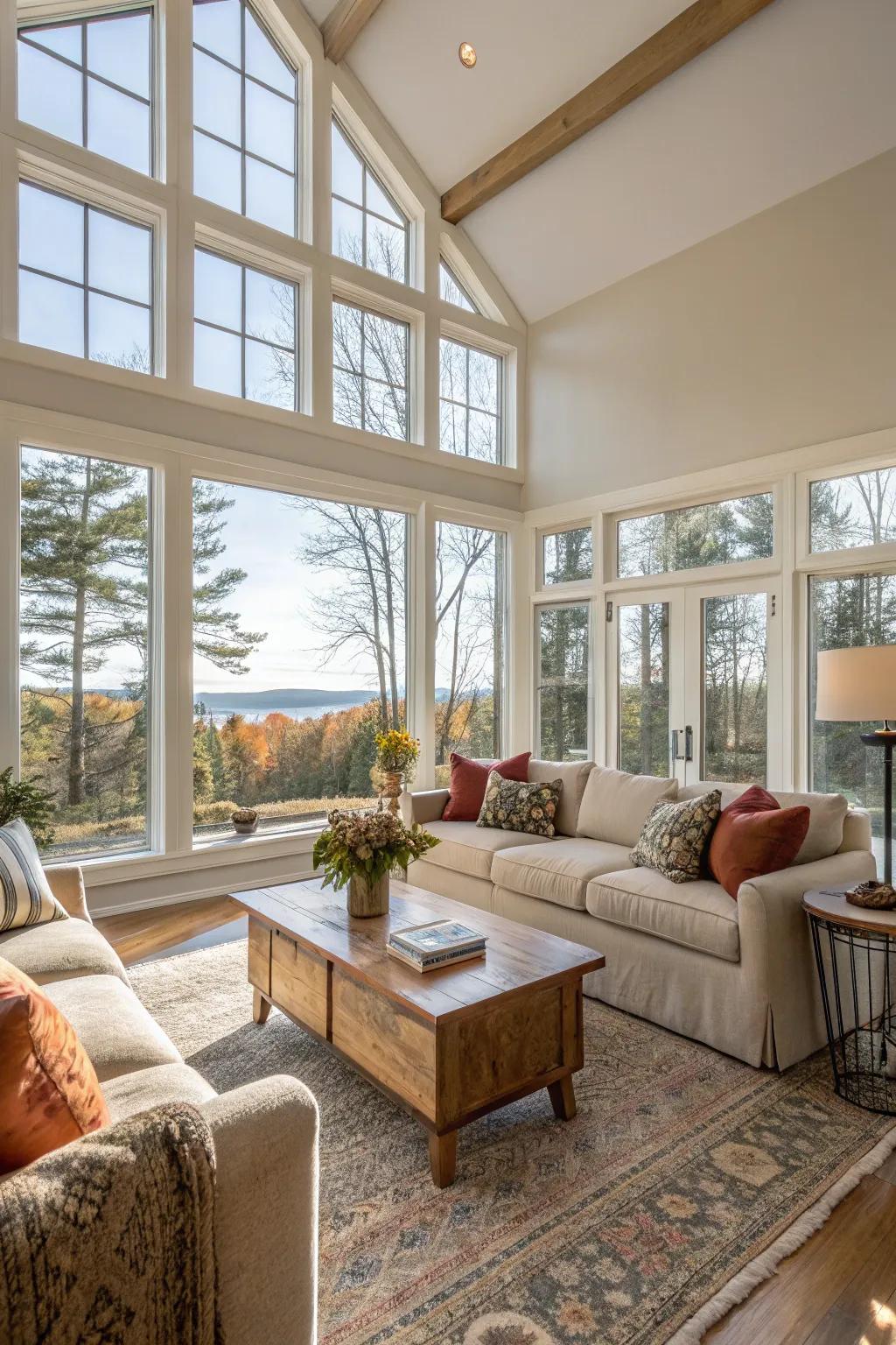 An open layout enhances natural light and space.