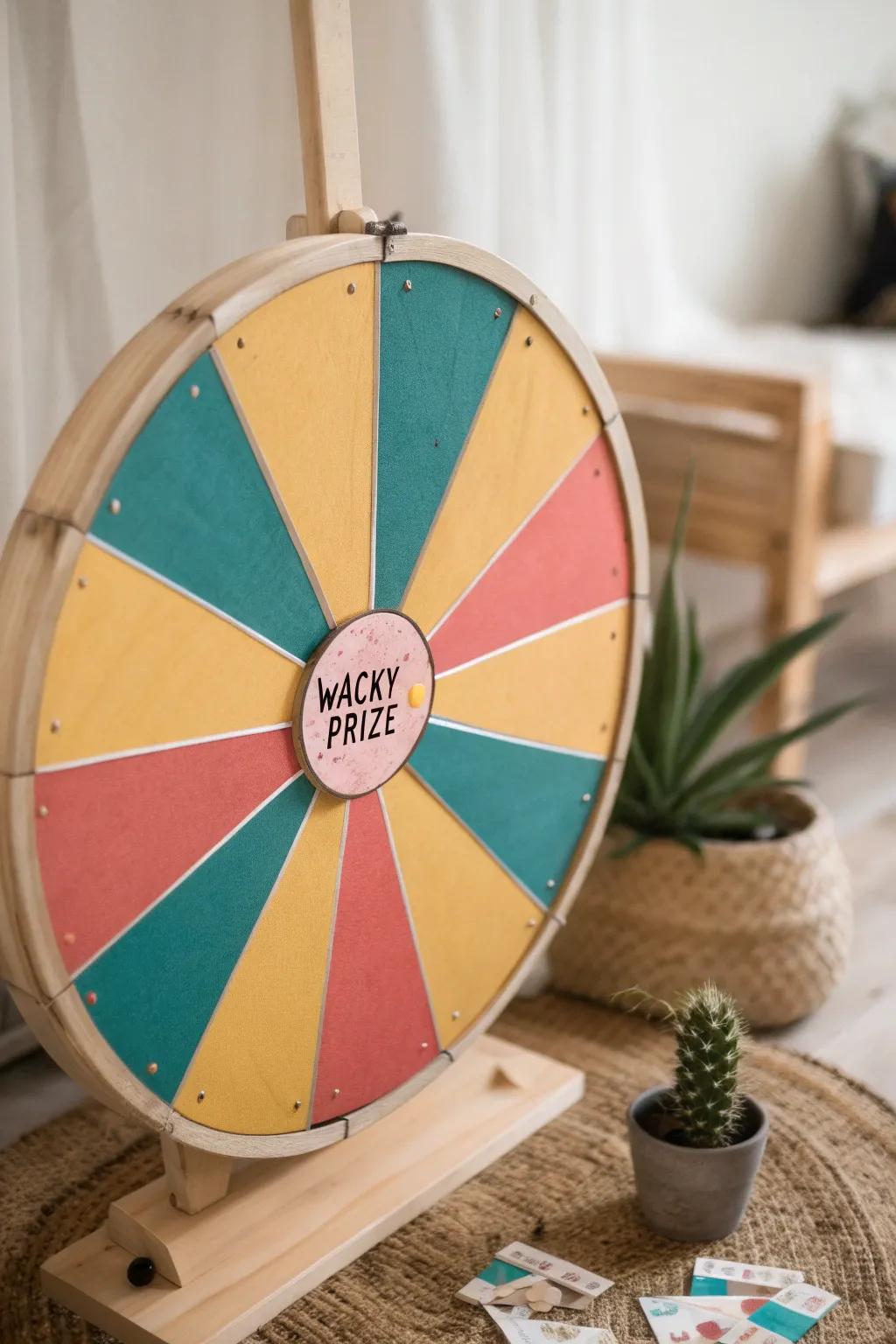 Spin for a smile: Discover the joy of wacky prizes with this beautifully crafted prize wheel.