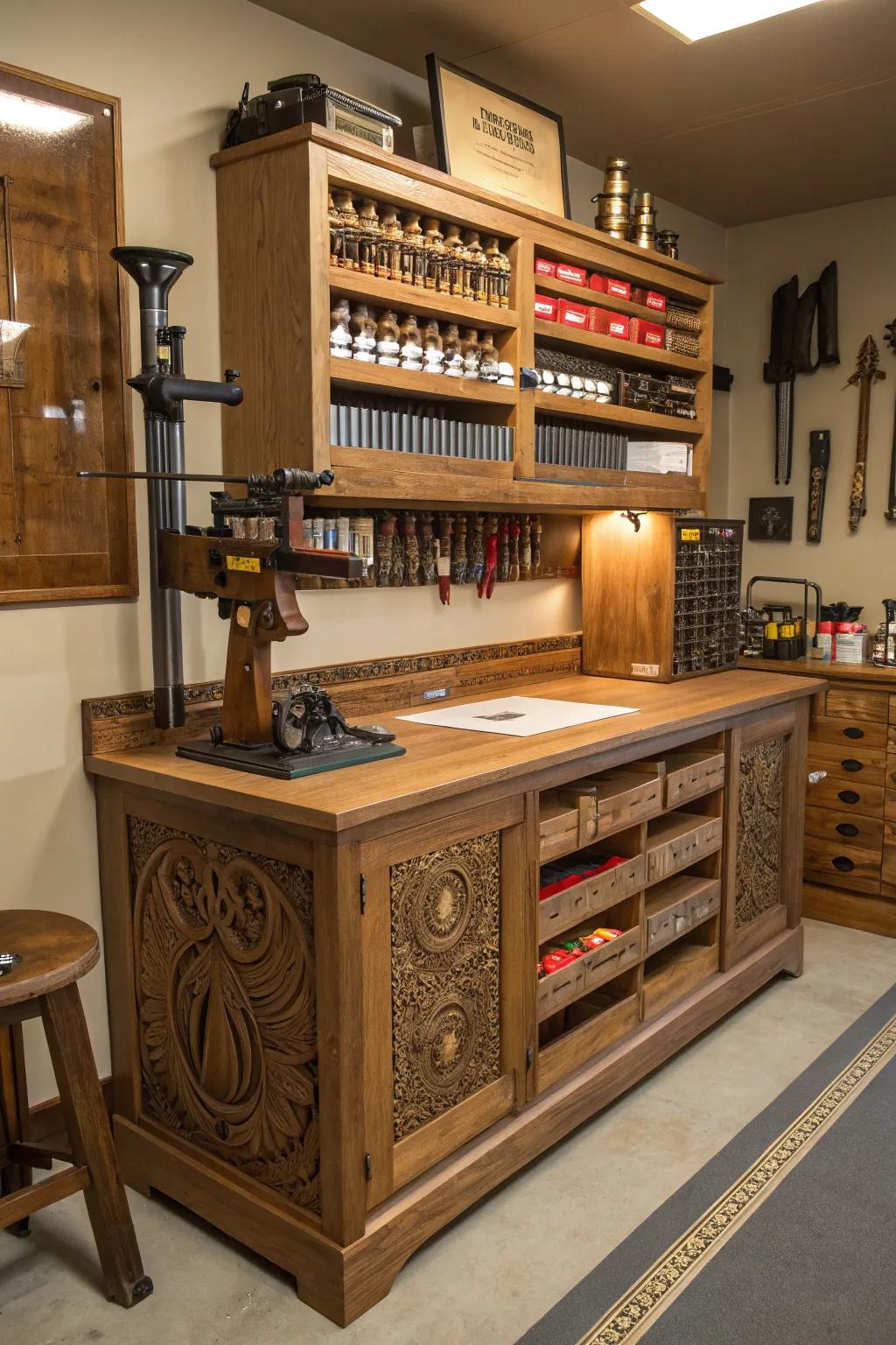 Master your craft: A harmonious blend of utility and artistry in a multifunctional workspace.