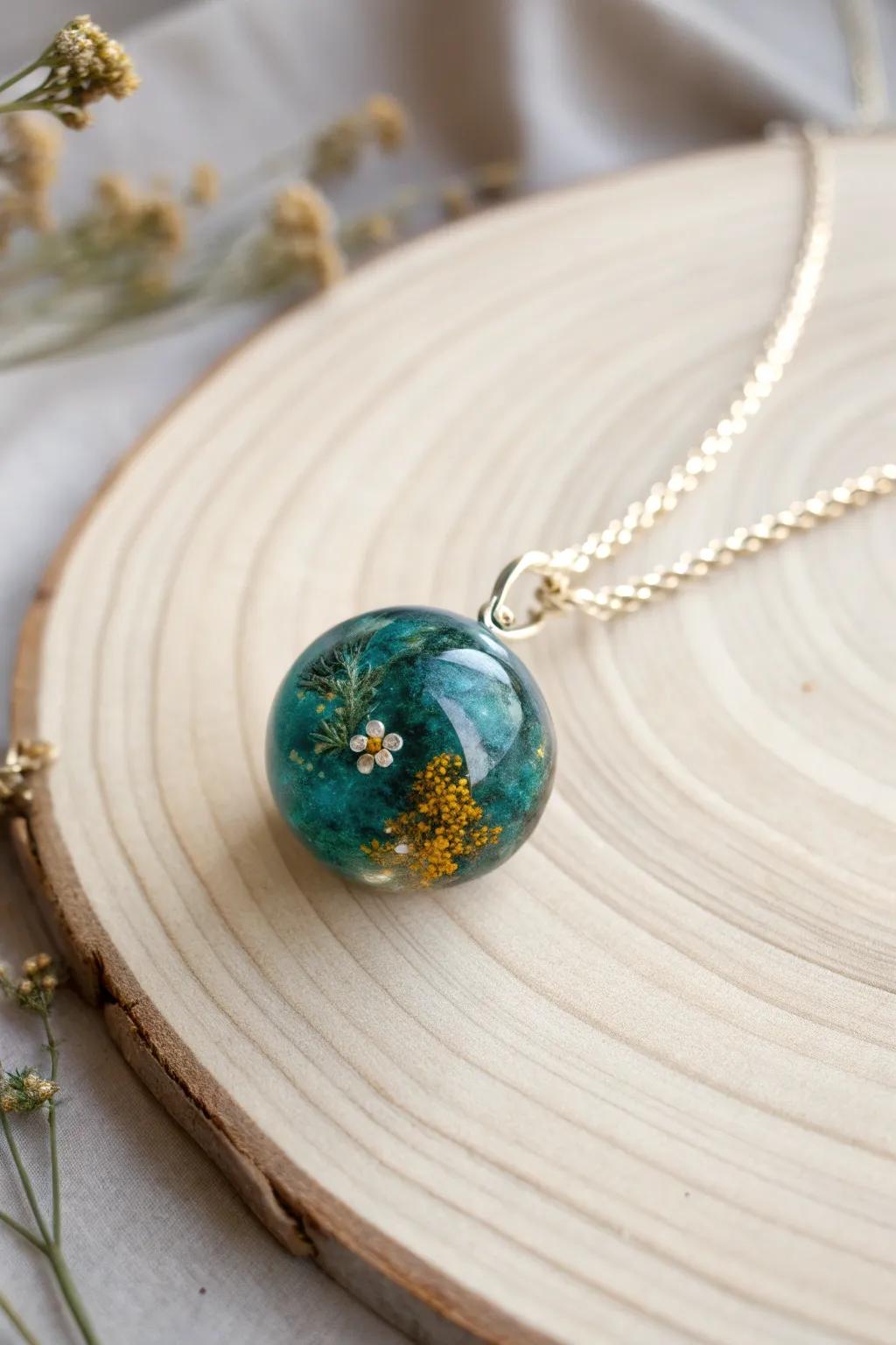 Wear a piece of art: Discover the beauty of handcrafted resin sphere pendants.