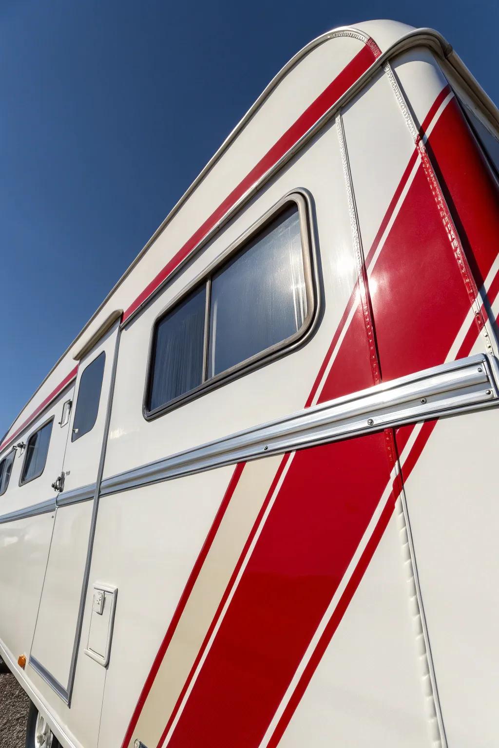 Rev up your nostalgia with classic racing stripes on your camper!