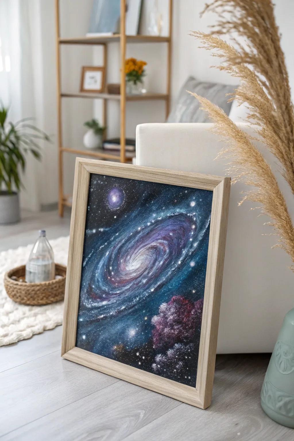 Bring the universe home with this stunning cosmic reverse glass painting—where craftsmanship meets celestial beauty.
