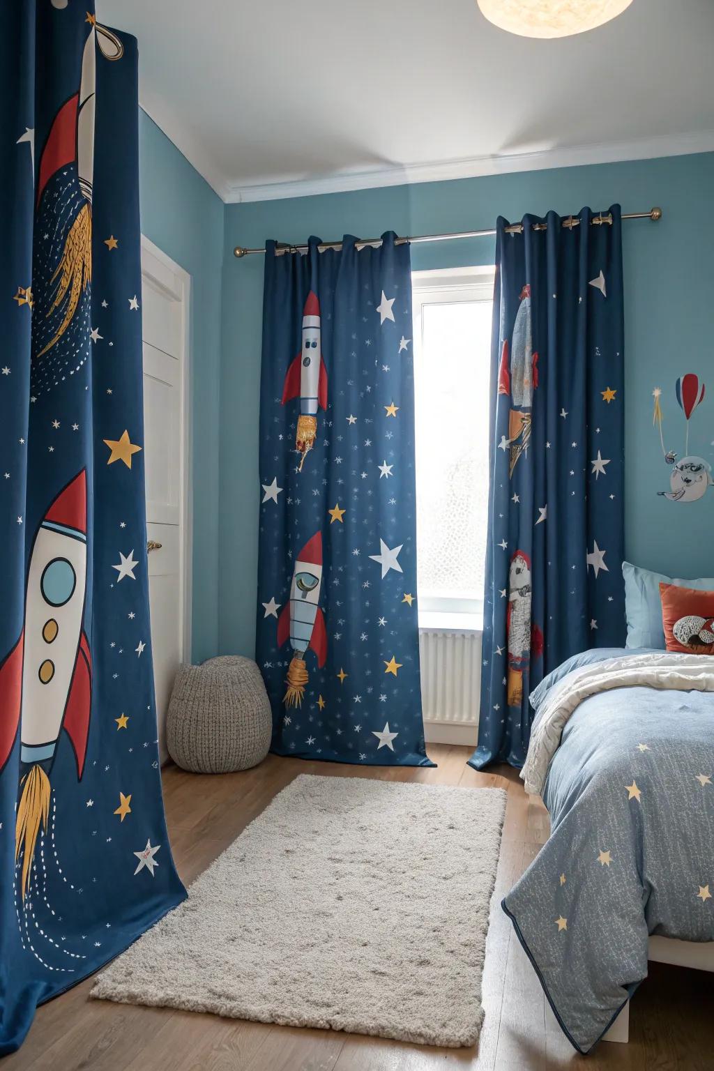 Add a touch of the cosmos with celestial window curtains.