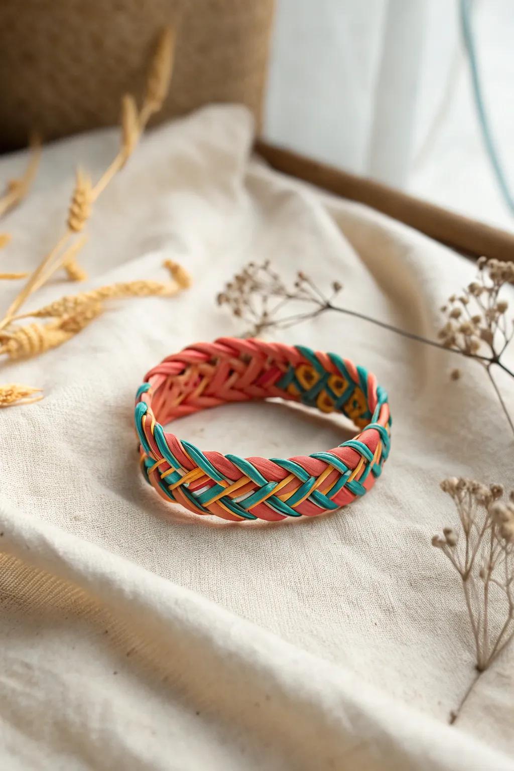 Celebrate creativity with this Confetti Crisscross bracelet - a playful fusion of colors and craftsmanship.
