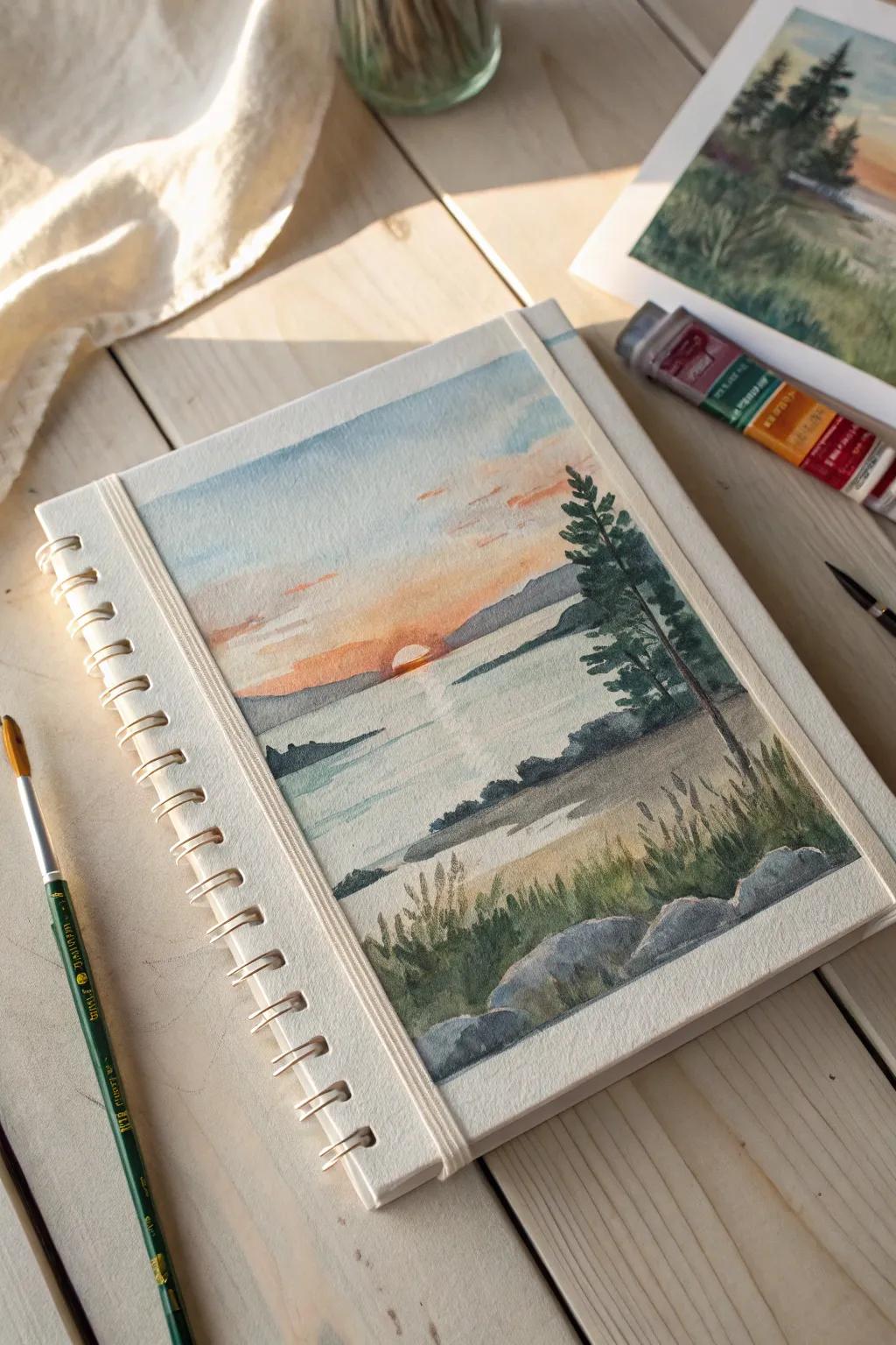 Unleash your creativity with a hand-painted scrapbook cover that captures the essence of simplicity and bold elegance.