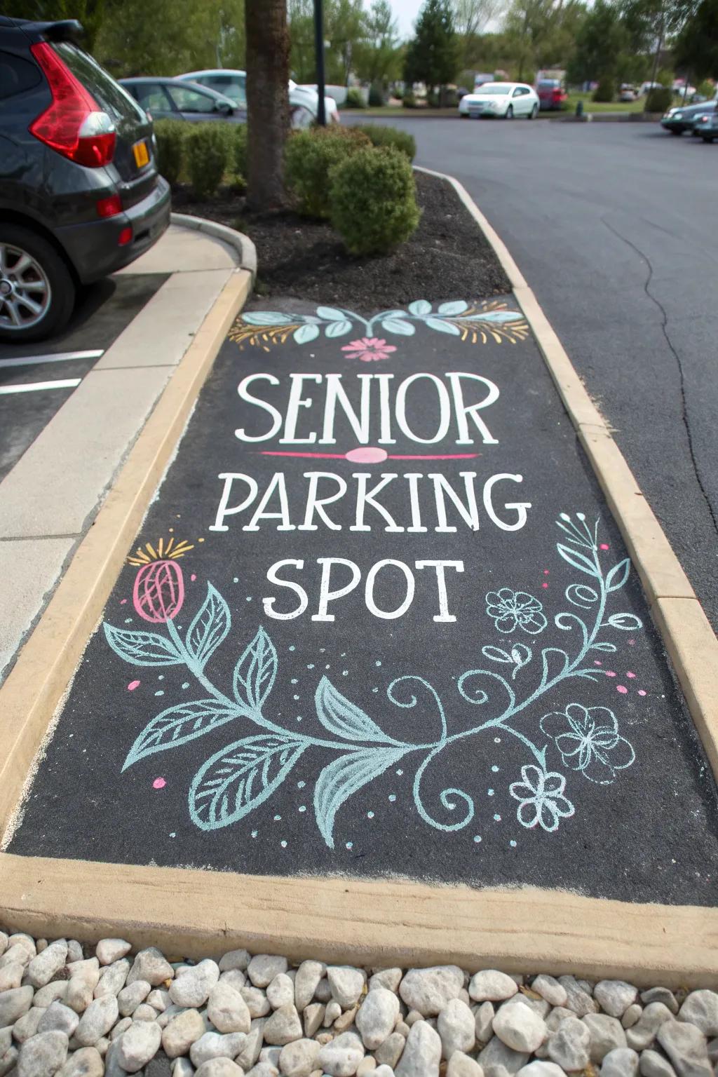 Transform your parking spot into a canvas of creativity with ever-changing chalkboard designs!