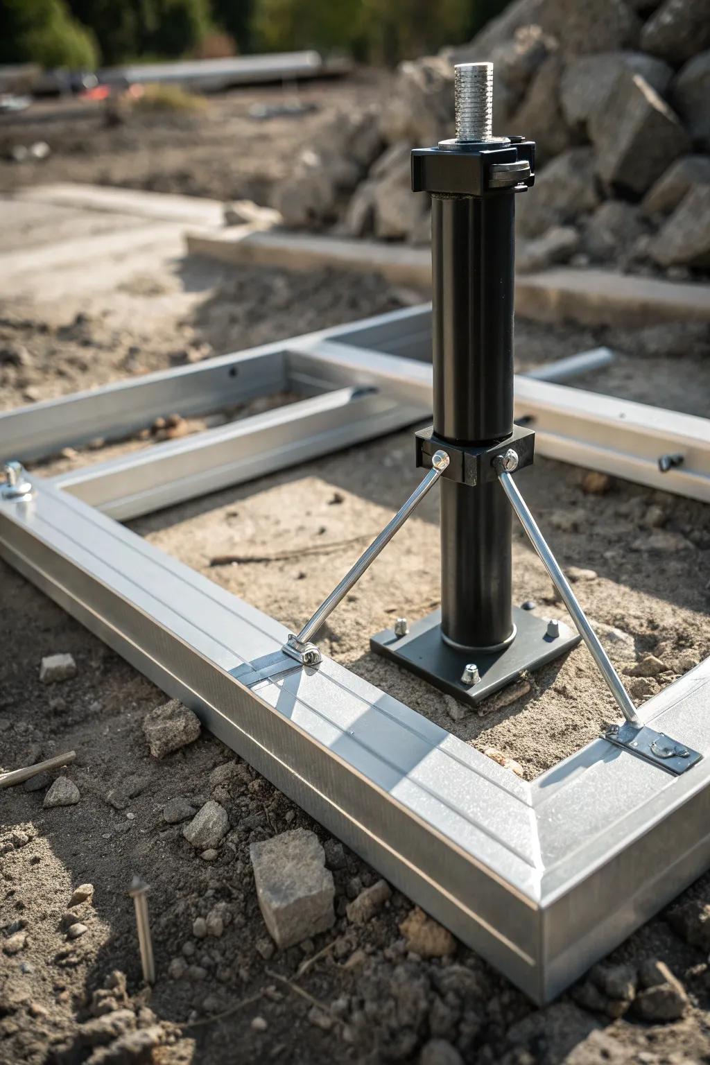 Elegance in Engineering: This adjustable metal base adapts flawlessly to any terrain, providing a robust foundation with style.