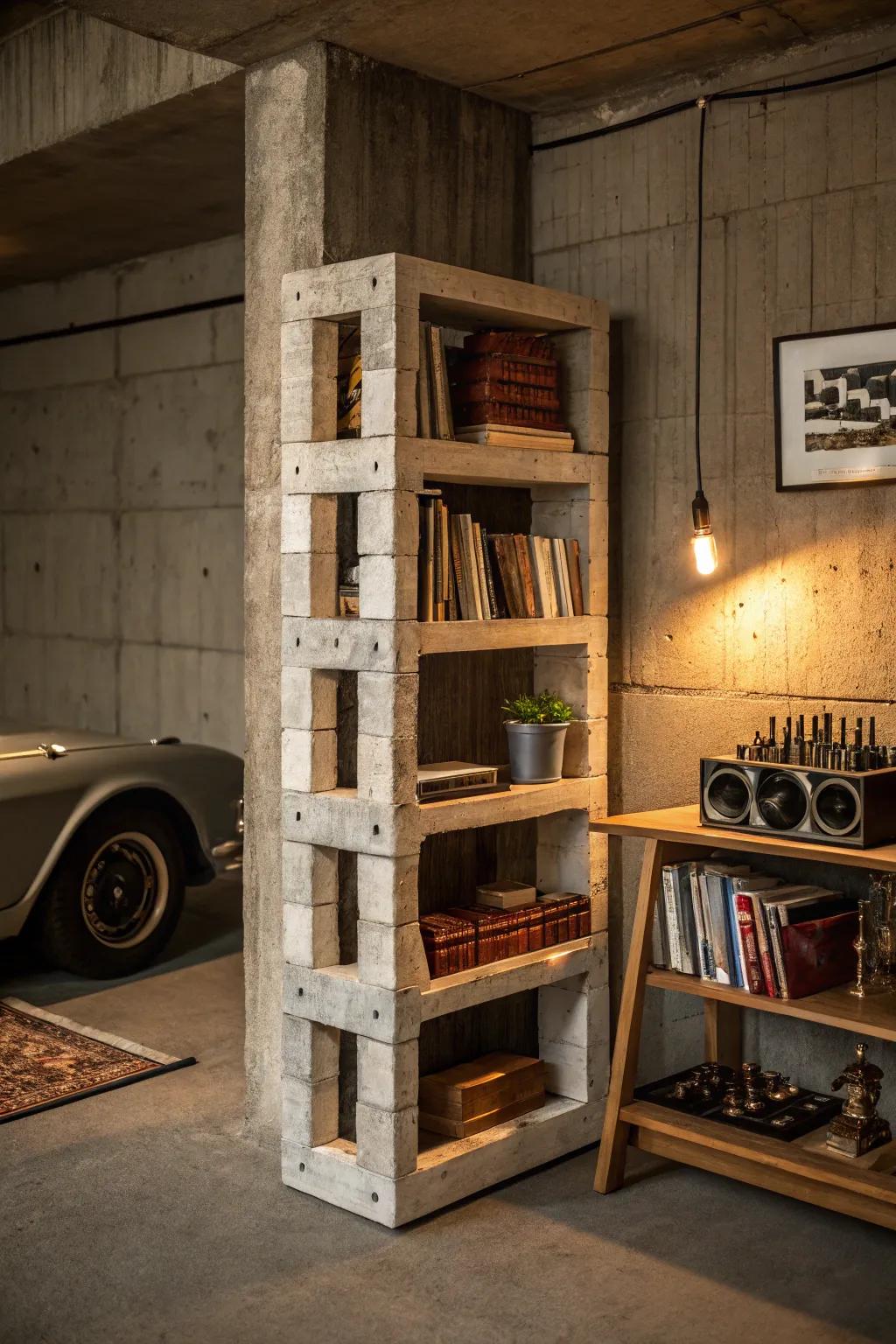 Craft your perfect man cave with budget-friendly, rustic shelving solutions.