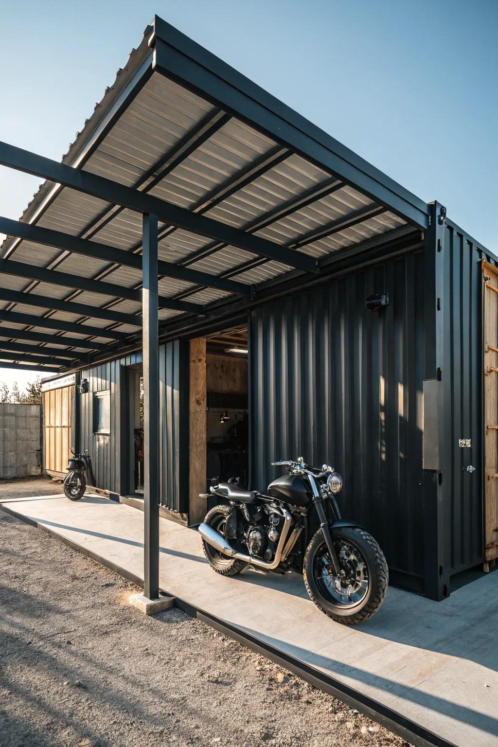 Elevate your garage game with a sleek carport extension for added style and protection.