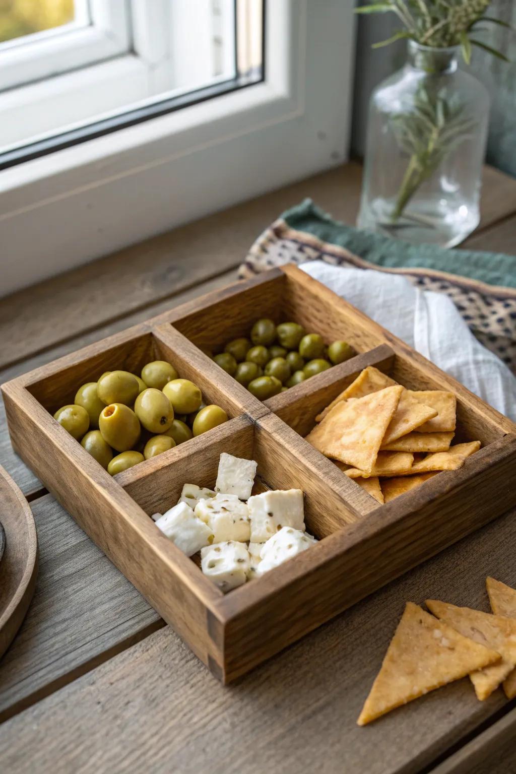 Savor the Mediterranean with this chic snackle box delight!