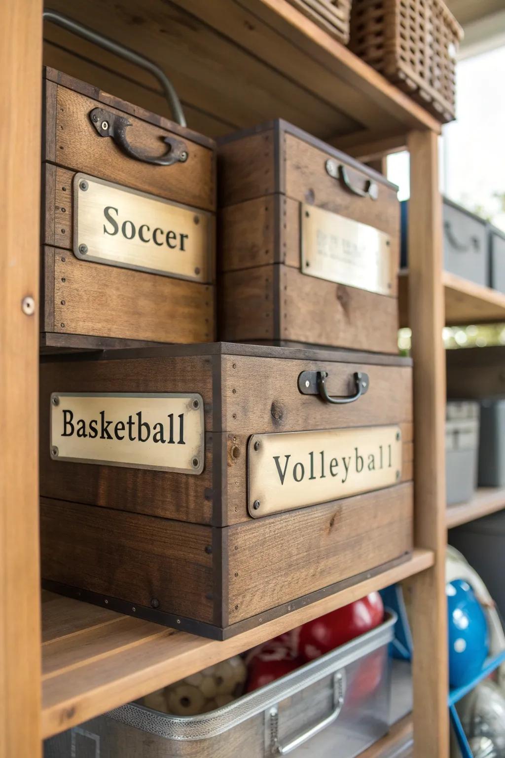 Elevate your sports gear organization with handcrafted storage solutions.